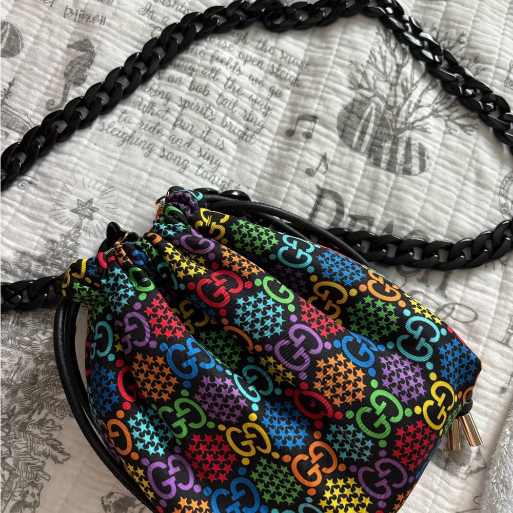 Colorful Patterned Drawstring Bag - image 1